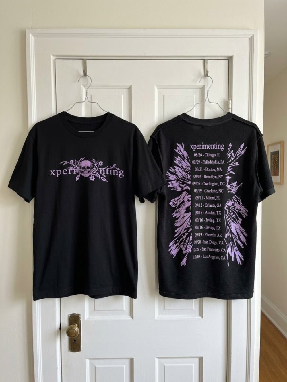 Ken Carson Merch Xperiment Tour 2026 Floral Tour Dates Black Reprint T-Shirt